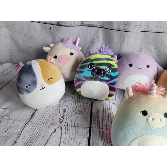 squishmallow Lot Of 8 5 Inch Plush Sting Ray Unicorn Zebra Elephant Cowpop Tart - Picture 3 of 9